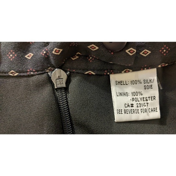 Talbots Black Patterned Silk Midi Skirt, Size 8 - Picture 6 of 7